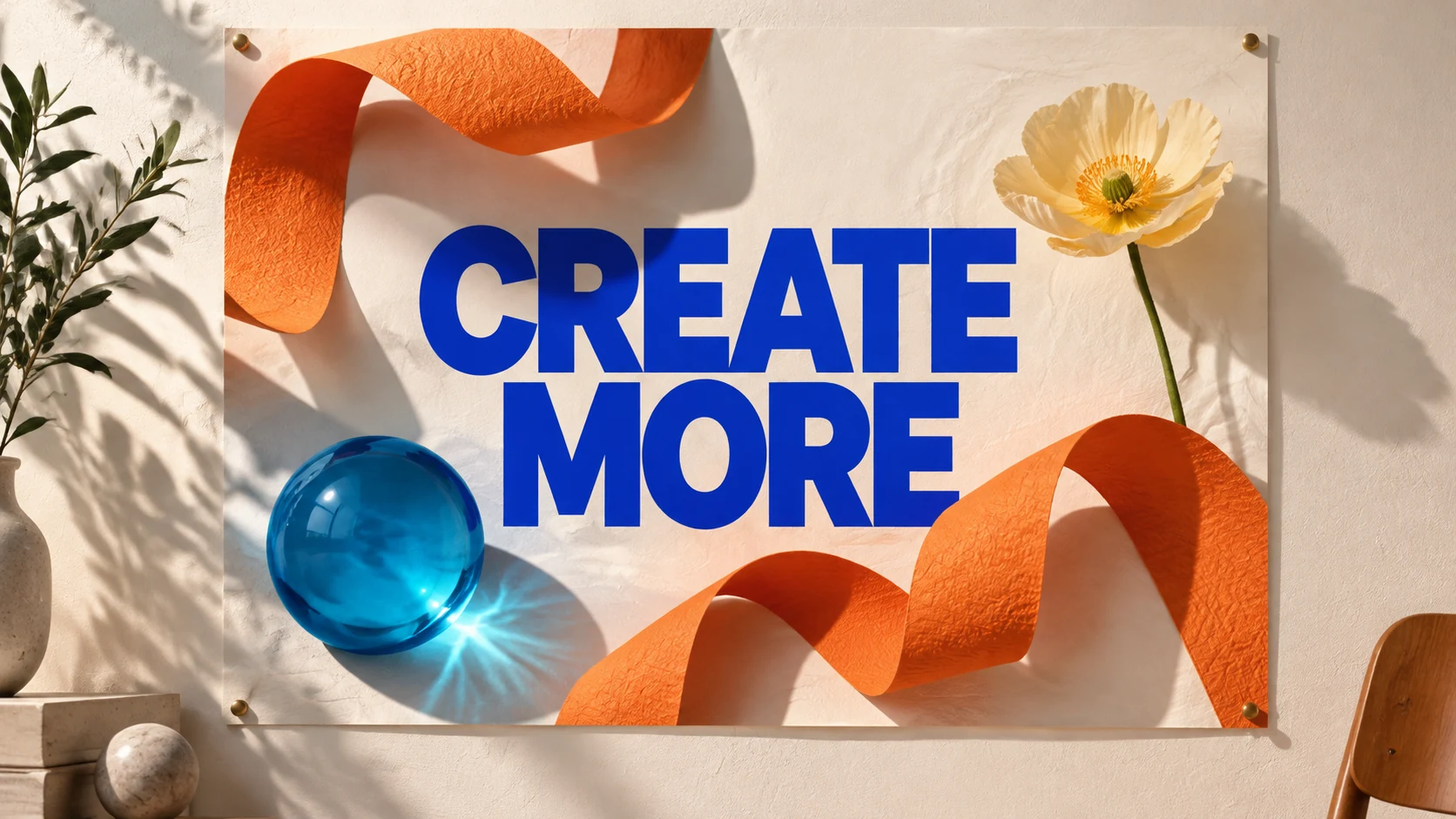GPT Image 2.5 Flare poster with clear CREATE MORE lettering