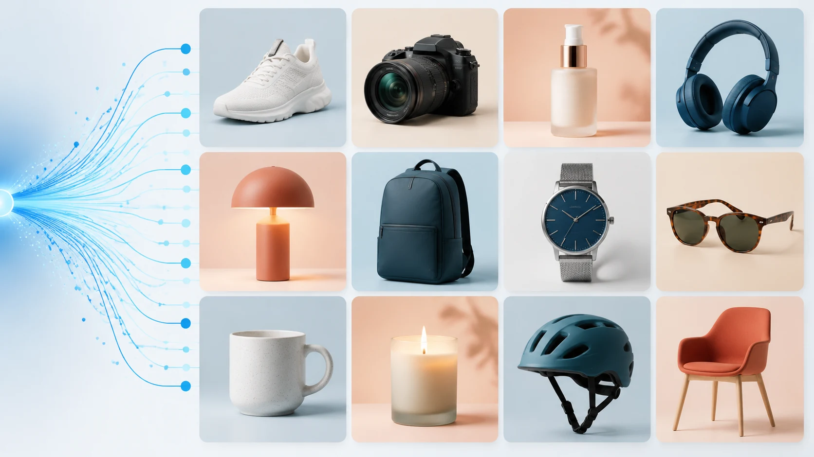 Illustration of a consistent twelve-product image catalog